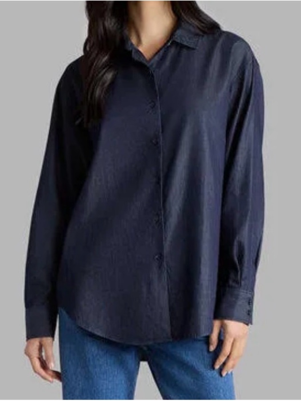 G/FORE Chambray Drop Shoulder Shirt Womens Size M Indigo Blue
